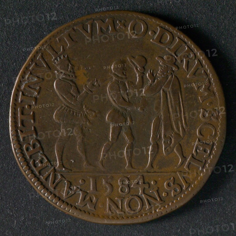 Medal on the murder of the Prince of Orange, jeton utility medal medal exchange buyer, the Prince of Orange is shot by Balthasar