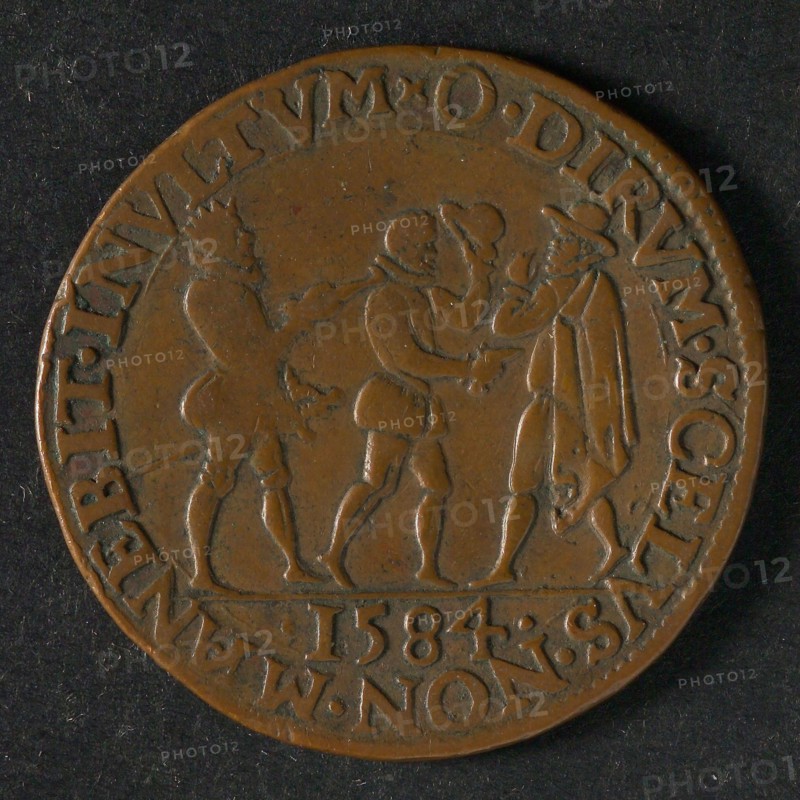 Medal on the murder of the Prince of Orange, jeton utility medal medal exchange buyer, the Prince of Orange is shot by Balthasar