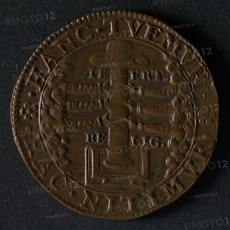 Medal on the elevation of Prince Maurice to governor of Gelderland and Overijsel, jeton utility medal medal exchange copper, six