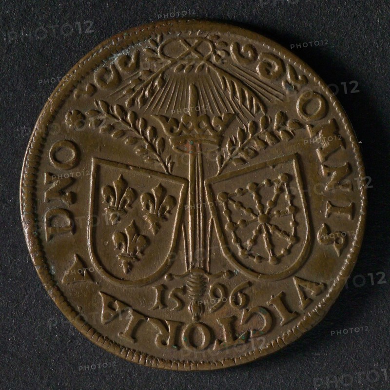 Medal on the peace between France and Navarre, jeton utility medal medal exchange buyer, king Henry IV of France in weaponry