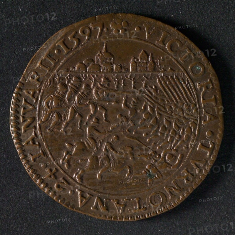 Count on the victory of Prince Maurits at Turnhout, jeton utility medal penny exchange buyer, State troops chase fleeing army