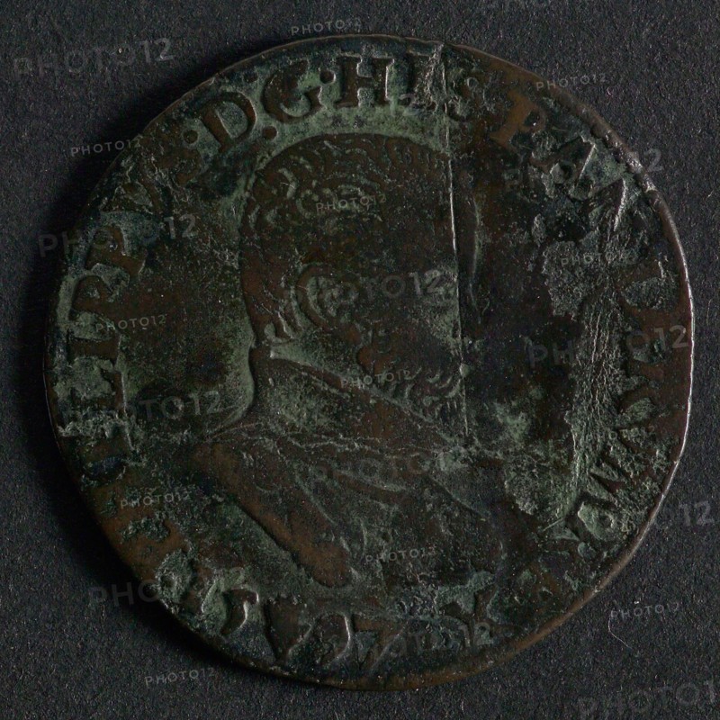 Medal from the Court of Flanders, jeton utility medal medal exchange copper, bust Philips II to the right omschrift: PHILIPPVS