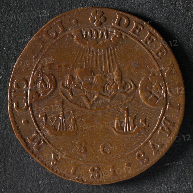 Bill on the conquest of Rijnberk by Prince Maurits and the siege of Ostend by the Spaniards, jeton utility medal medal exchange