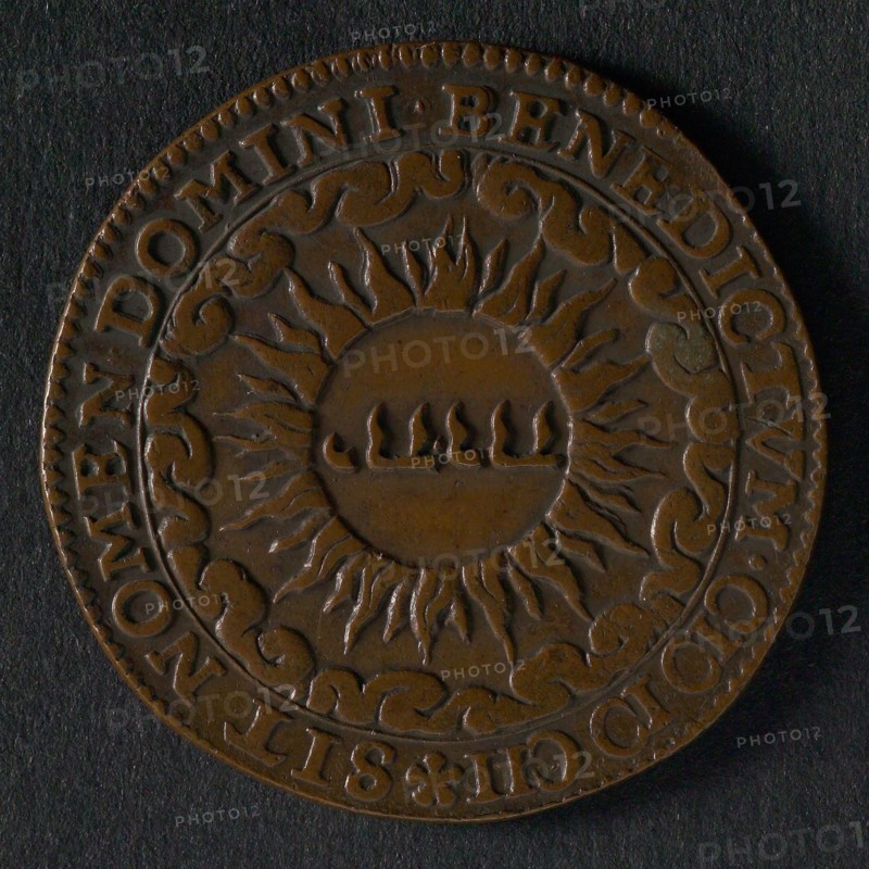 Medal on the devastation of Luxembourg by Statesmen, jeton utility medal medal exchange buyer, name Jehova in Hebrew letters