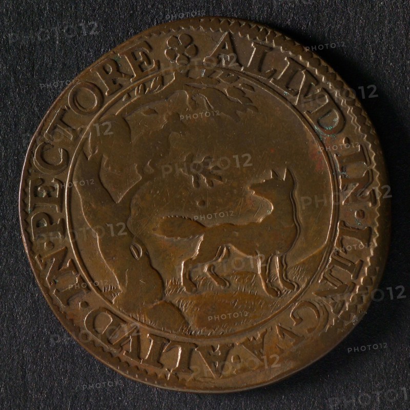 Medal on the proclaimed pardon of the Archdukes, jeton utility medal medal exchange buyer, fable of the rooster and the fox