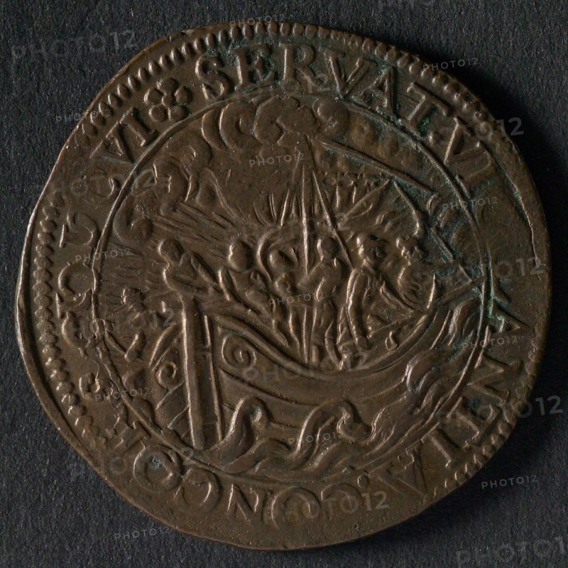 Medal to encourage the Dutch, jeton utility medal medal exchange copper, ship in storm legend: SERVAT. VIGILATIA. CONCORS. MDCVI