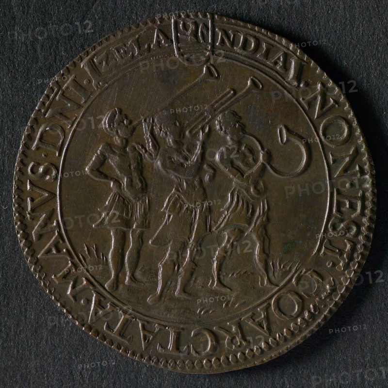 Medal on the negotiations on the file, jeton utility medal medal exchange copper, two armies opposite each other entrenched