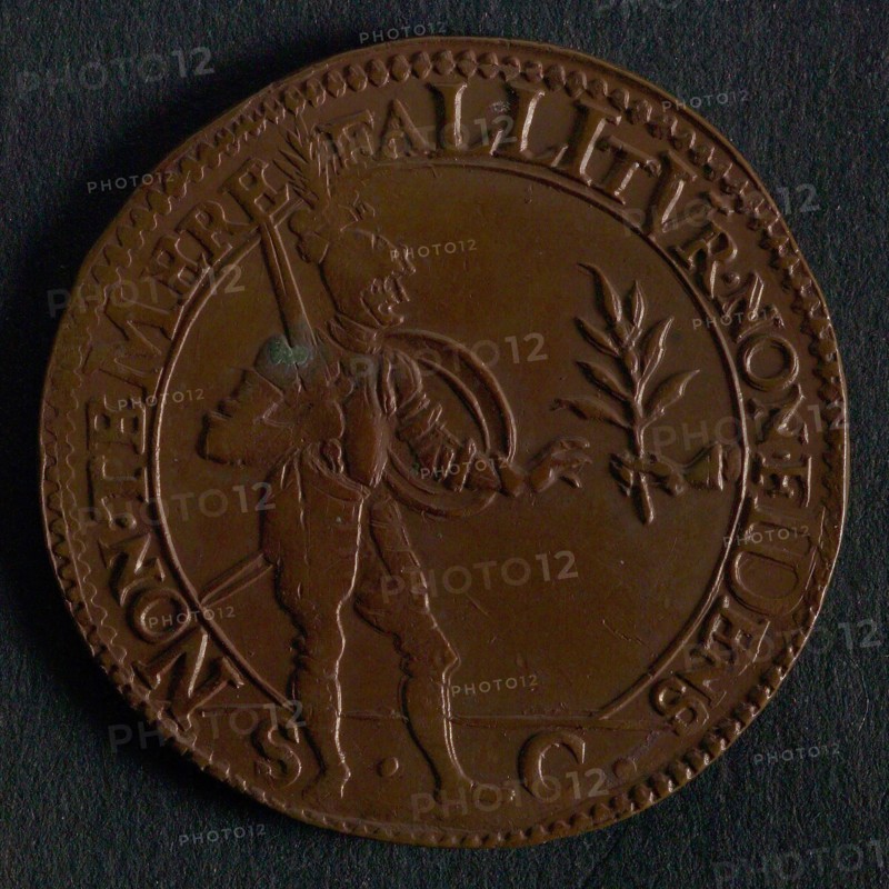 Medal on the mistrust of the Spaniards during the negotiations on the file, jeton utility medal penny exchange copper, Mercury