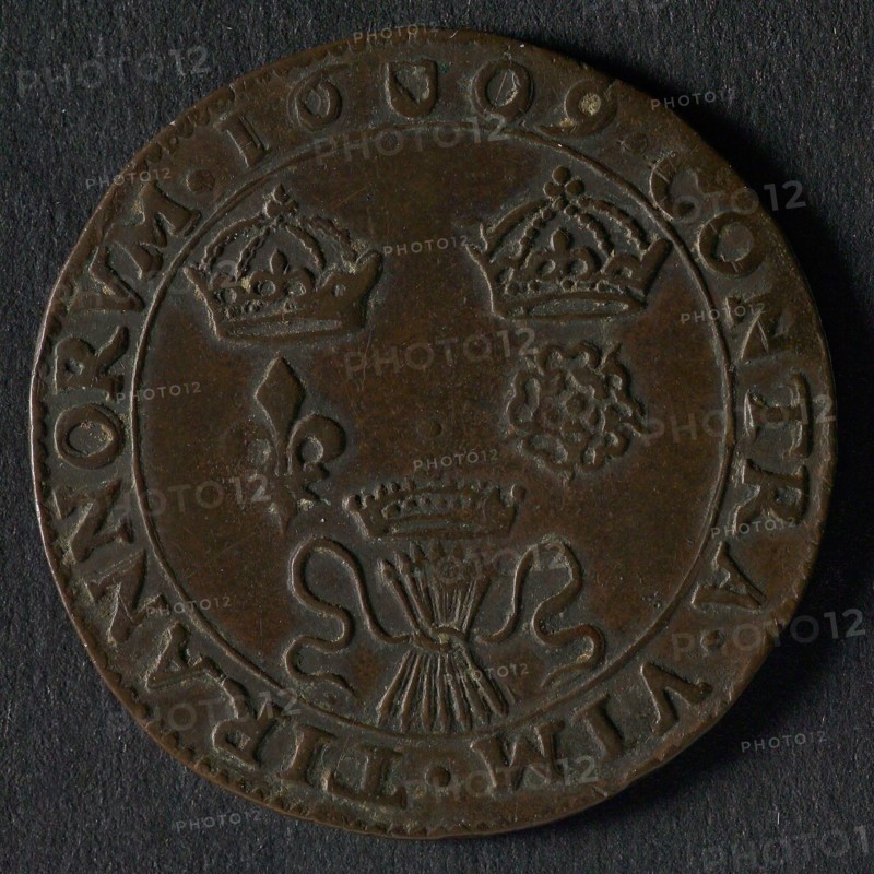 Medal on the treaties with England and France, jeton utility medal medal exchange buyer, three connected hearts above which name