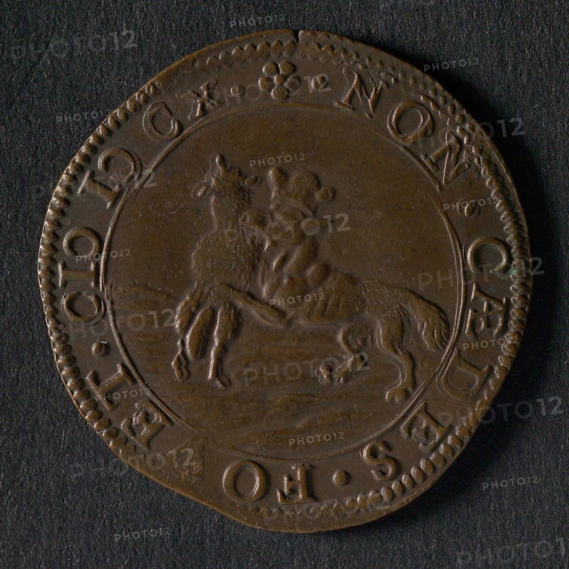 Medal on the murder of Henry IV, jeton utility medal medal exchange buyer, two pigeons on open bible; on both sides: S-C