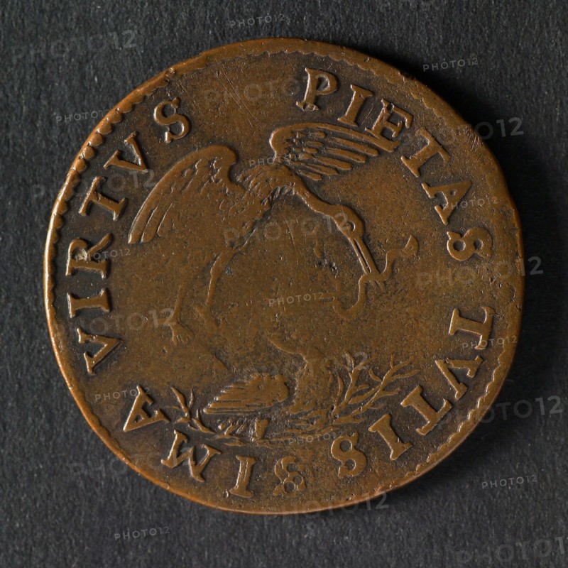 Medal on the relief of Bergen op Zoom, jeton mortise penny exchange copper, lion eats grapes in cut: 16 (coat of arms Gelre) 22