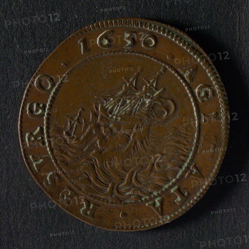 Medal on the improved situation in the Southern Netherlands, jeton utility medal medal exchange copper, bust of the Spanish king