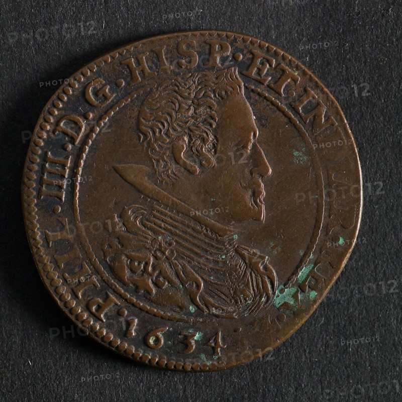 Medal on the breaking of the siege of Breda by Frederik Hendrik, jeton utility medal medal exchange buyer, bust of Spanish king