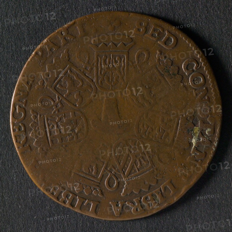 Medal on the expected peace in the Netherlands, penny footage copper, Dutch lion with arrows and scale; date, 1671 legend: NON