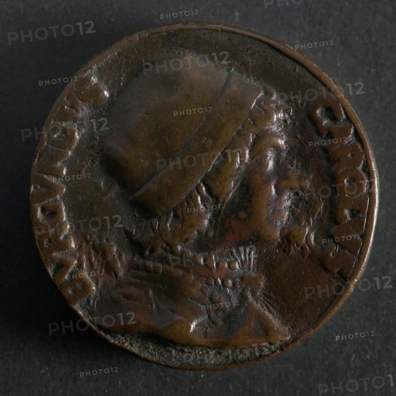 Medal on Maximilian of Austria and Charles the Bold, penny footage copper, portrait and text, MAXIMILIANVS - AVSTER, Maximilian