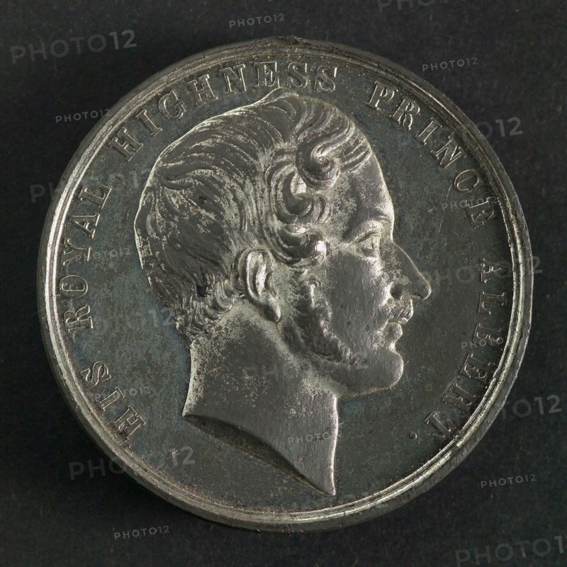 artist: Joseph Davis, Medal at the World Exhibition in London in 1851, penny footage tin, portrait Prins Albert