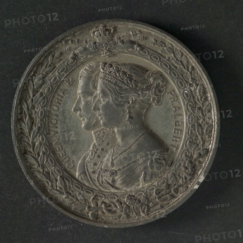 Allen, Medal at the World Exhibition in London in 1851, penning images tin, busts Queen Victoria and Prince Albert left