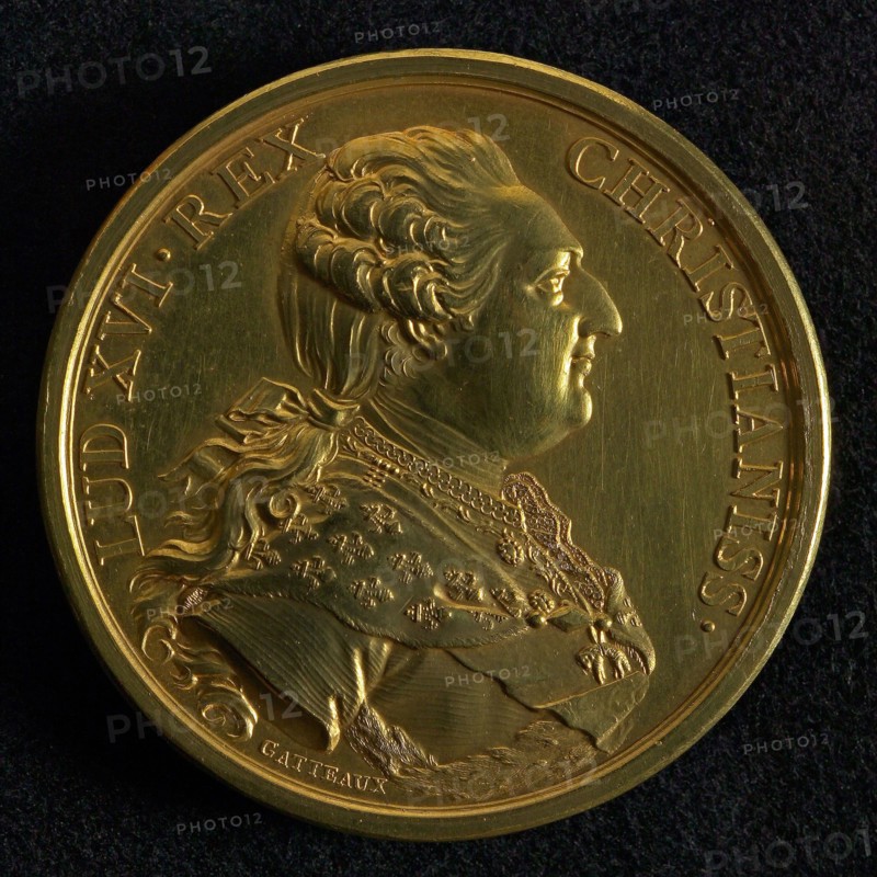 N. Gatteaux, Medal on the release of the first air balloon under Louis XVI, penning footage gold, bust Louis XVI to the right