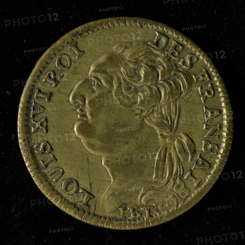 Medal on the death of Louis XVI, death medal medal medal brass brass wire 2,4, portrait Louis XVI to left legend: LOUIS XVI ROI