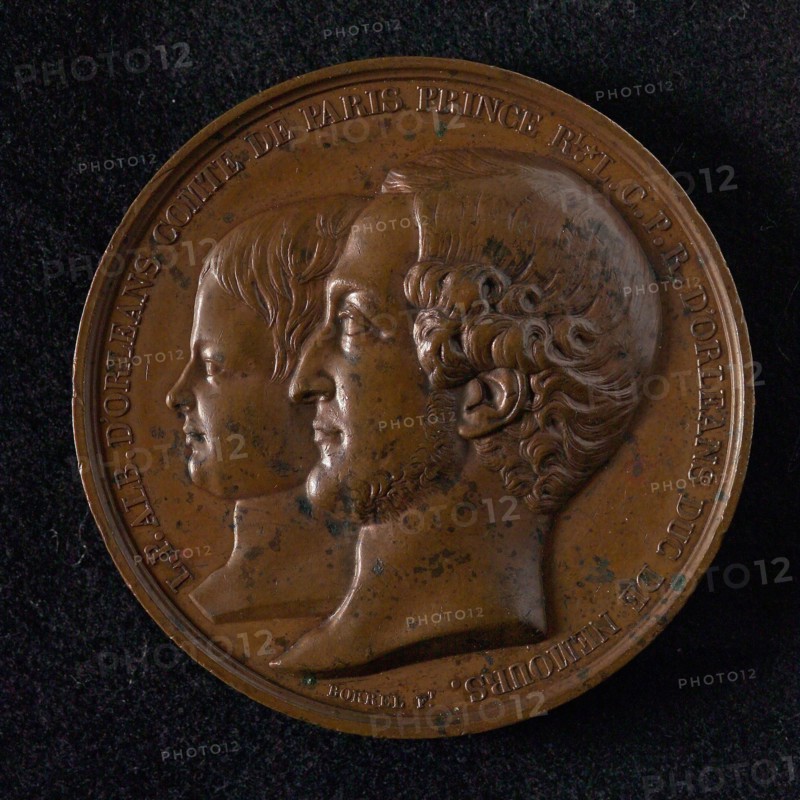 Vz: Maurice Borrel, Medal on the death of Ferdinand, Duke of Orleans, death certificate medal bronze bronze figure 5,1