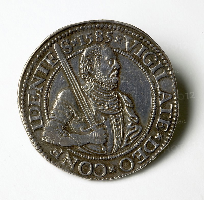 Jacob de Jonge (mint master), Rijksdaalder or prince thaler of Holland, 1585, Prinsendaalder coin money swap silver, grammes