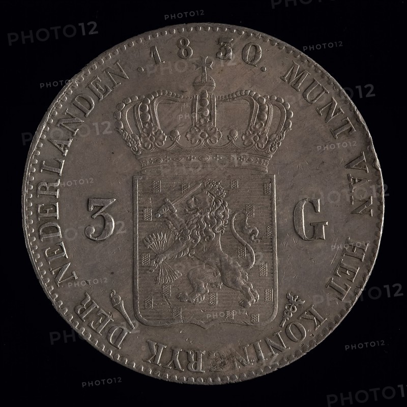 's Rijks Munt, Three guilders, the Netherlands, 1830 about 1820, three guilder currency exchange medium silver, regulation