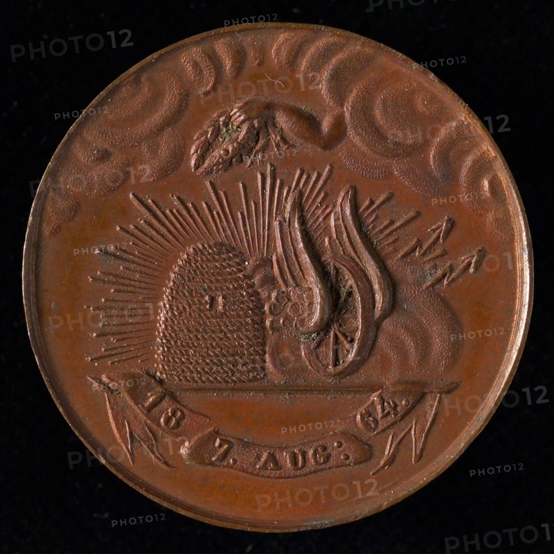 Medal of the Utrecht Vereeniging for Factory and Handicrafts, medallions bronze bronze, beehive and winged wheel surrounded