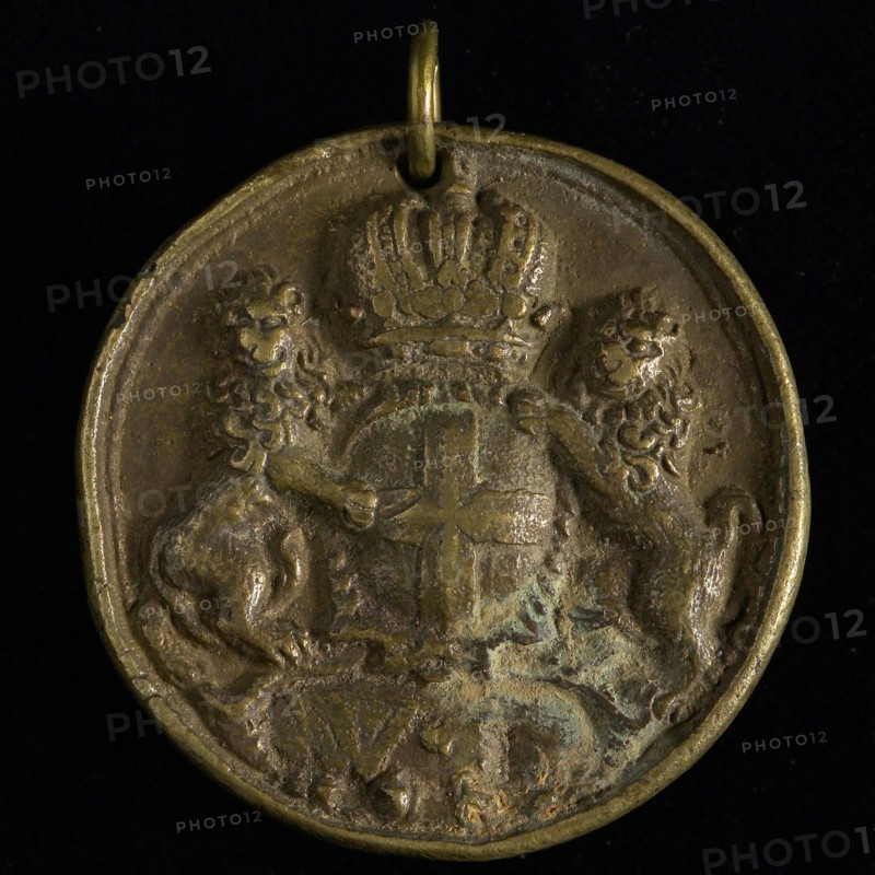Fire service medal of Zwolle, fire service medal penning identification carrier copper, Crowned coat of arms of Zwolle