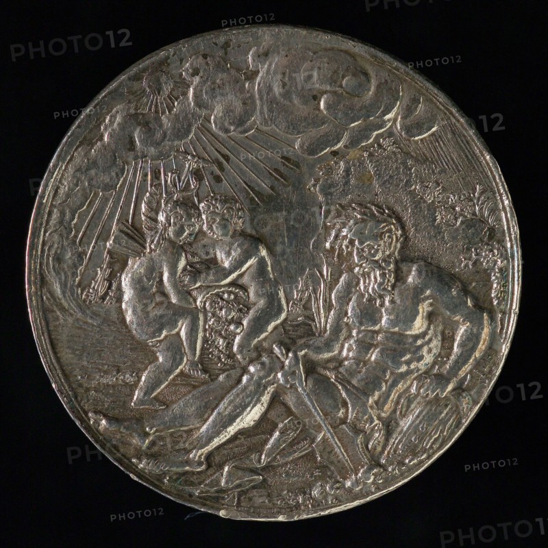stamp cutter: Daniël Koene, Medal with Maasgod and city weapon Rotterdam, tooling medal penning identification carrier silver