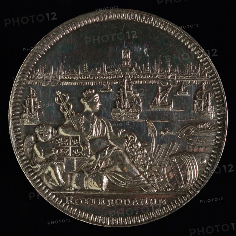 Jacob van Dishoeck, Medal with city virgin and city weapon Rotterdam, Toolkit penning identification carrier silver, F: city