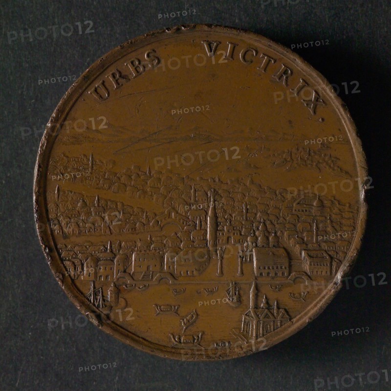 Vz: Lazarus Gottlieb Lauffer, Medal on the victories of Venice on the Turks, penning image copper at 4.2, bird's-eye view