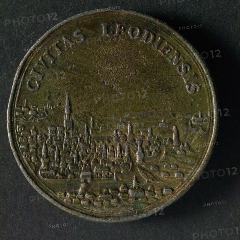 Medal in honor of Joseph, Marquis of Marimenes, Lieutenant General of the French occupation in Liège, penning visual material