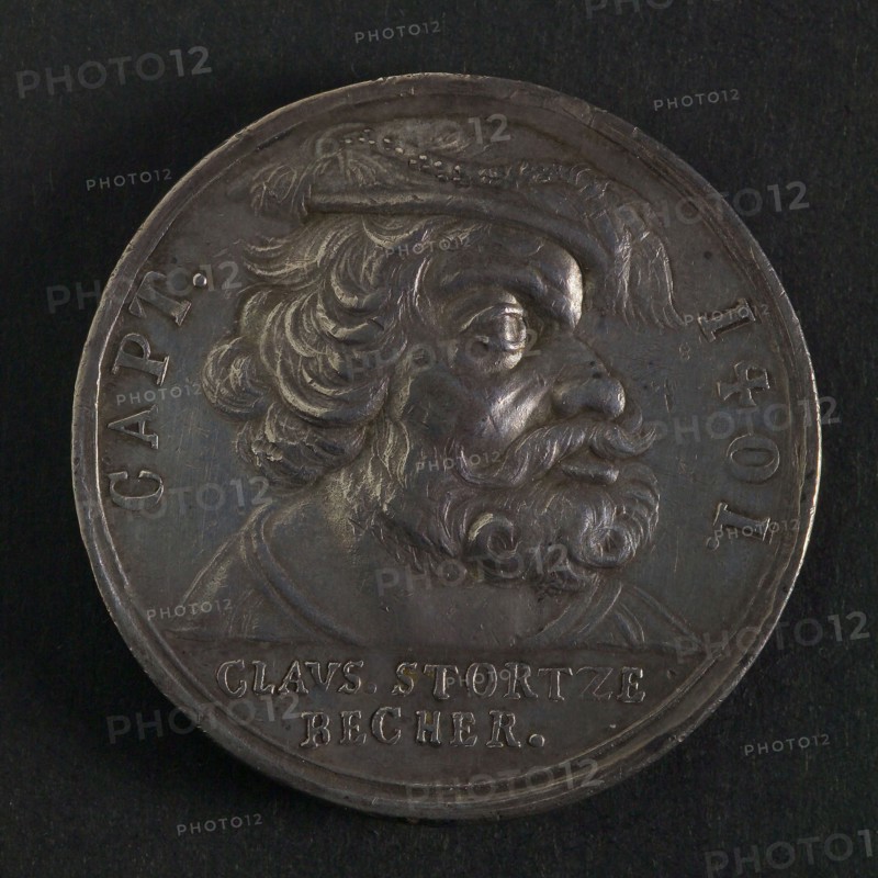 Medal on Claus Störtzenbecher, Hamburg, penning footage silver, to the right accustomed bust with beret of the pirate Claus