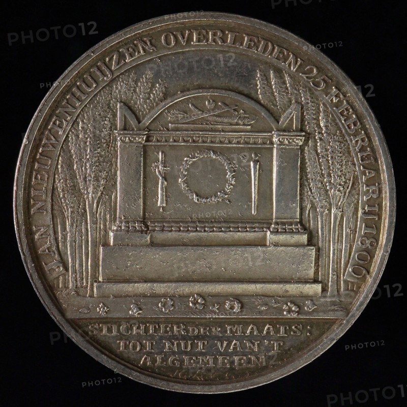 J.G. Lageman, Medal on the death of Jan Nieuwenhuijzen, founder of the Society to Nut van 't Algemeen, death certificate penning