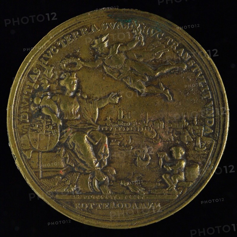 production: M. Holtzhey, Commemorative medal on the completion of the Rotterdam Stock Exchange, commemorative medal penning