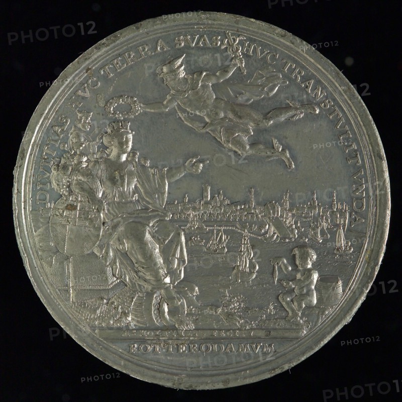 production: M. Holtzhey, Commemorative medal on the completion of the Rotterdam Stock Exchange, commemorative medal penning
