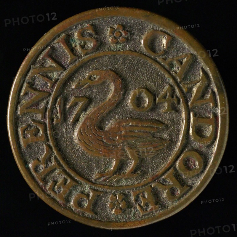 Supper Medal of the Evangelical Lutheran Congregation of Rotterdam, bread penny penny swap copper, Going left swan