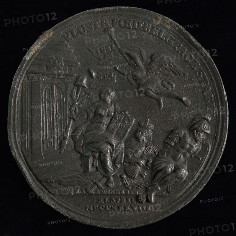 N. van Swinderen, Medal on the 25th anniversary of the Treaty of Utrecht, medallion medals lead metal, temple of Janus