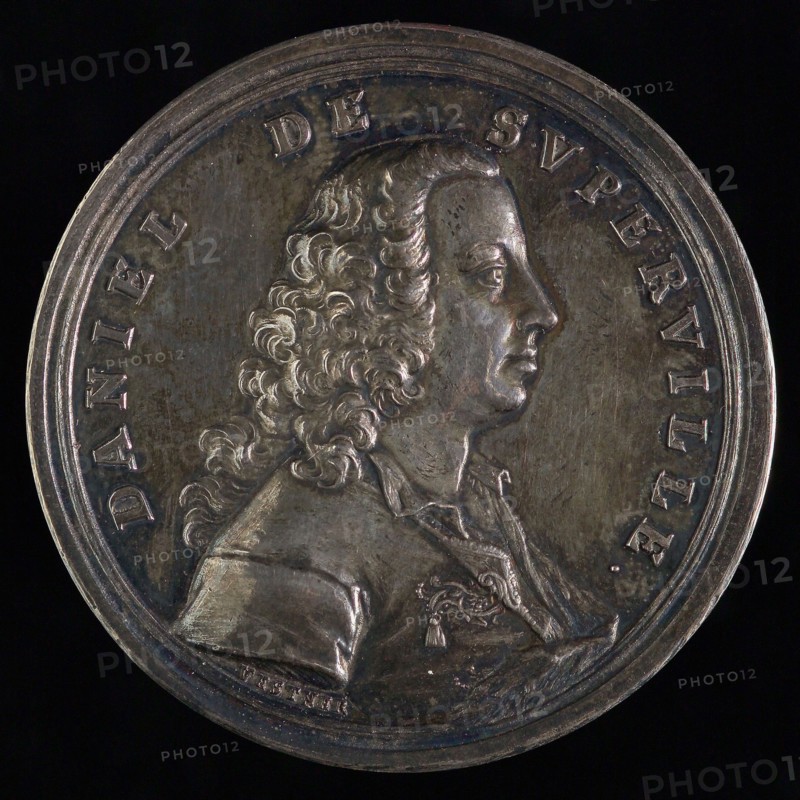 Andreas Vestner, Memorial medal Daniël de Superville (Rotterdam 1696 - Rotterdam 1773), penning footage silver, bust