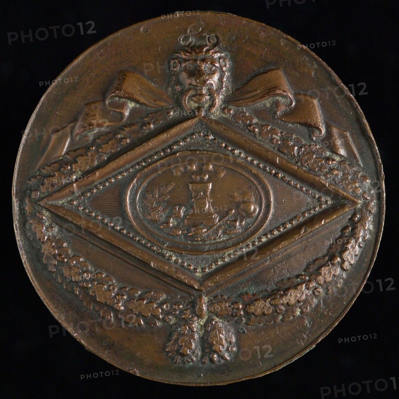 J.J. van Baerll, Medal at the Alliance party in Rotterdam, medallion bronze bronze figure 4,9, Mercury hangs French and Dutch