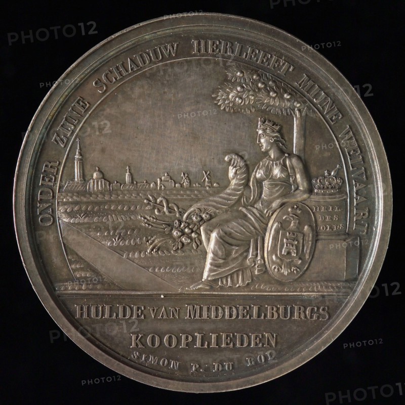 engraving: Jean-Henri Simon, Medal at the opening of the new harbor in Middelburg, penning visual material silver, Middelburg