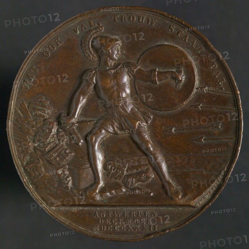 D. van der Kellen sr., Medal in remembrance of the defense of the Citadel of Antwerp, penning footage copper, Antique warrior
