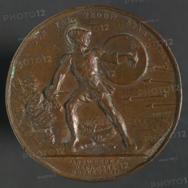 D. van der Kellen sr., Medal in memory of the defense of the Citadel of Antwerp, penning footage copper, Antique warrior