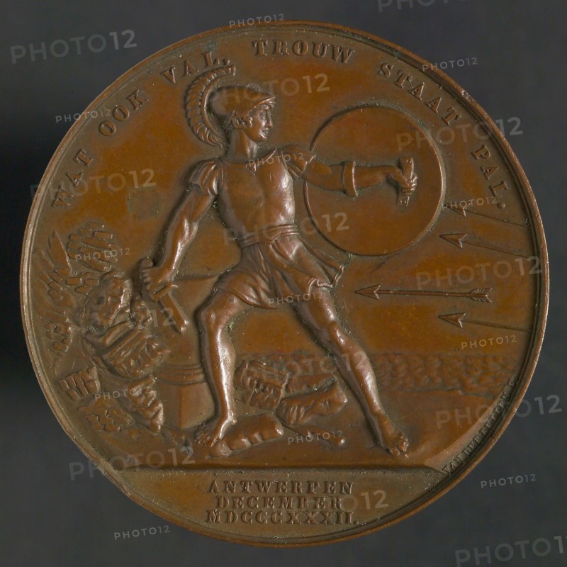 D. van der Kellen sr., Medal in remembrance of the defense of the Citadel of Antwerp, penny footage copper, Antique warrior