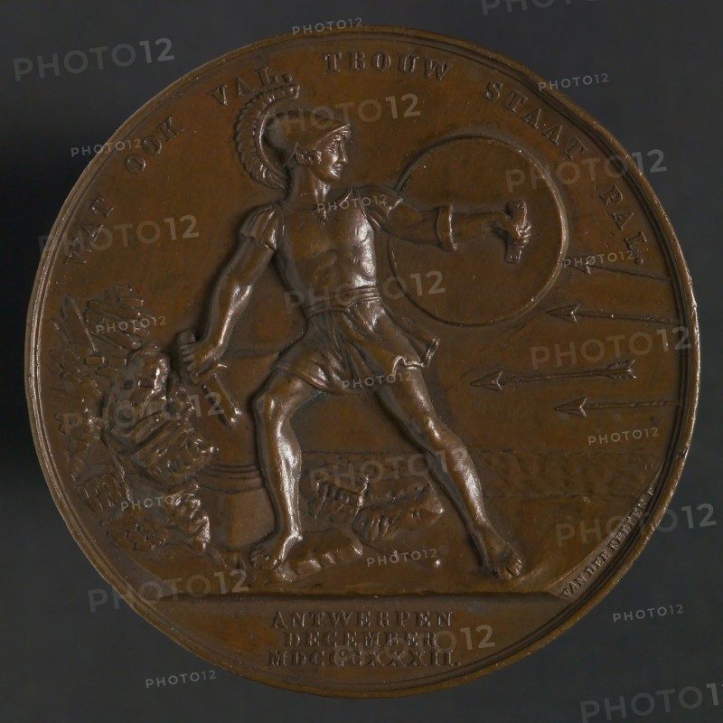 D. van der Kellen sr., Medal in memory of the defense of the Citadel of Antwerp, penning footage copper, Antique warrior