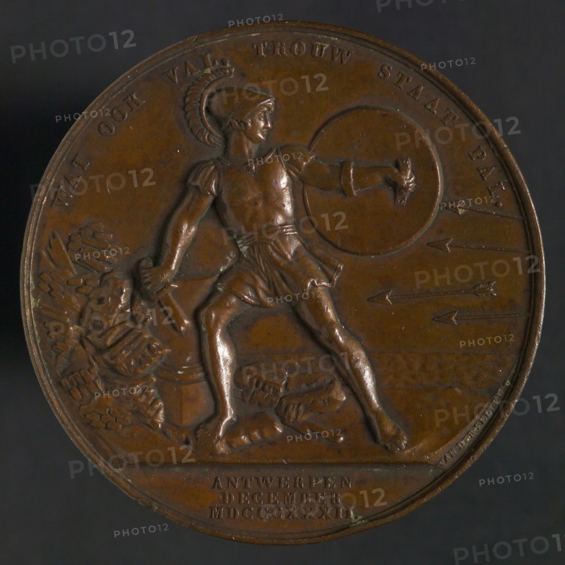 D. van der Kellen sr., Medal in memory of the defense of the Citadel of Antwerp, penning footage copper, Antique warrior