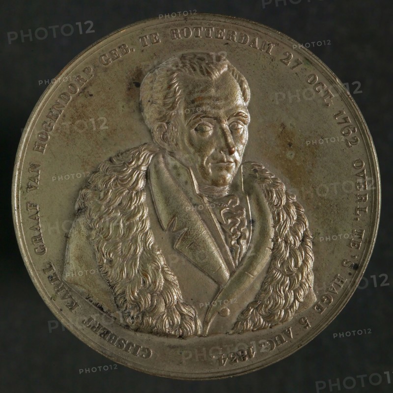 David van der Kellen sr, Medal on the death of Gijsbert Karel Graaf van Hogendorp (1762-1834), death certificate penning image