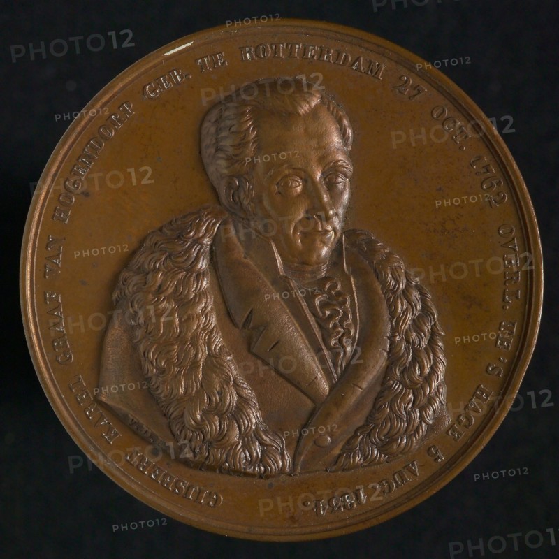 David van der Kellen sr., Medal on the death of Gijsbert Karel Graaf van Hogendorp (1762-1834), death certificate medal figure