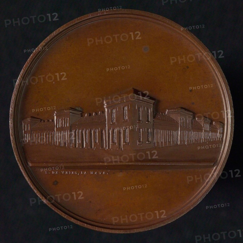 S. de Vries, Medal in honor of Mr. O.C.J. Hoogendijk van Domselaar in Tiel, founder of 70 houses, medallion bronze bronze