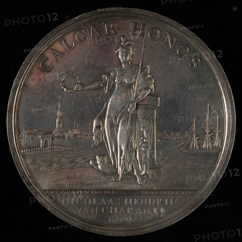 design: C. Ploos van Amstel, Price medal Zeeland Society of Sciences, founded in 1769, price medal penning footage silver, Rock
